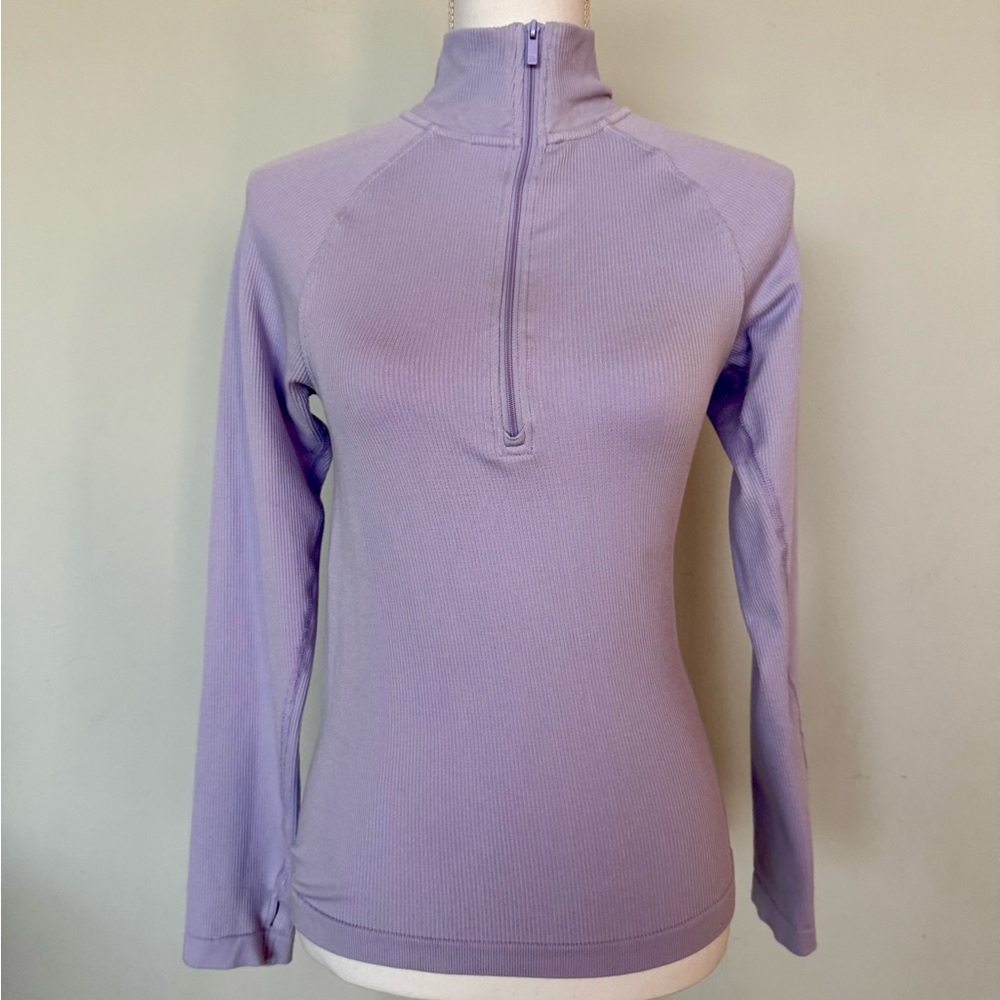 All in Motion Lavender Ribbed Athletic Half Zip | M | Like New | Thumbholes